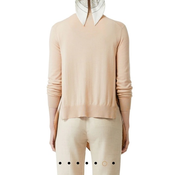 𝅺NWT Burberry Monogram Print Scarf Detail Wool Cardigan Size X-Small - Picture 7 of 9